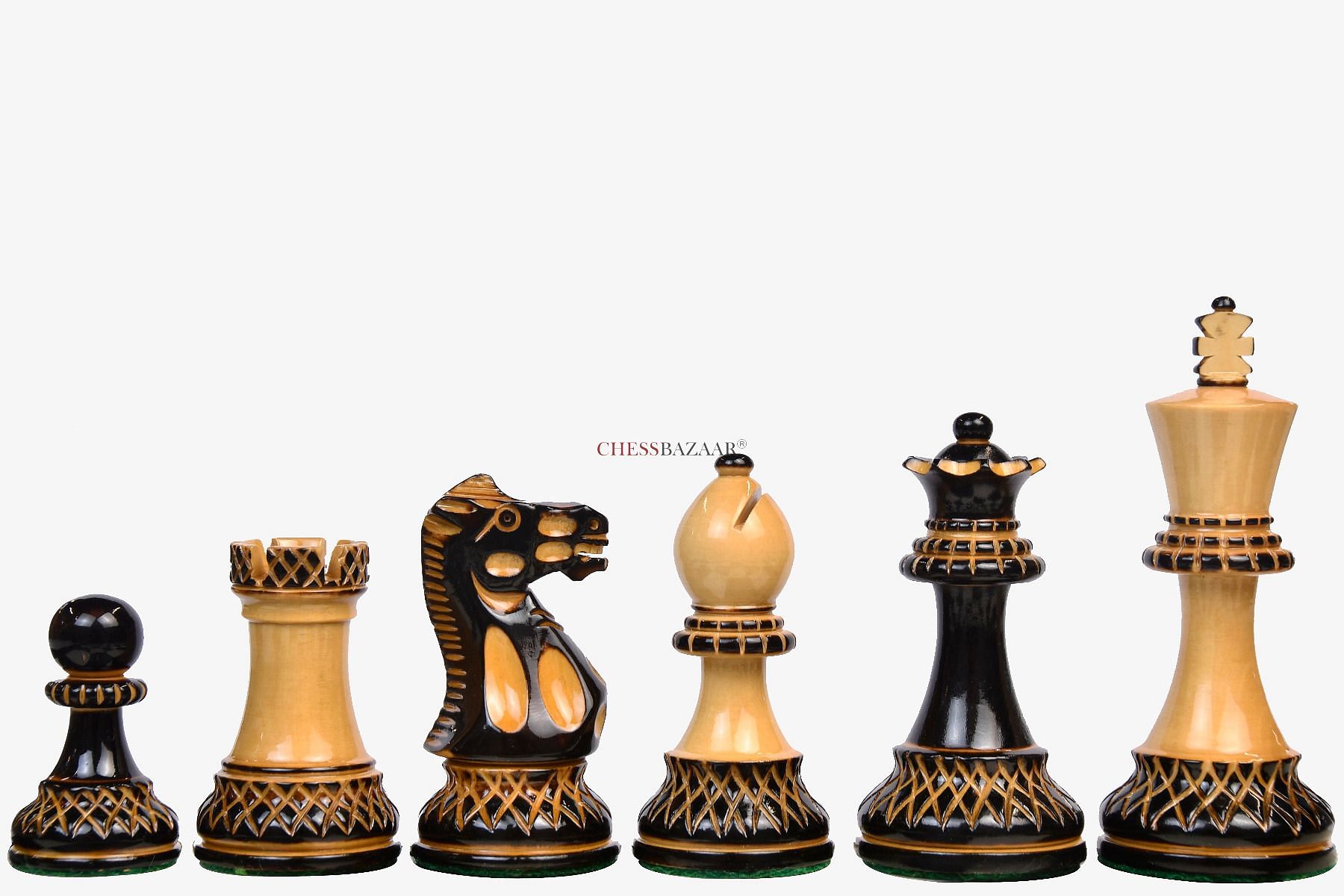 Parker Staunton Chess Set Burnt Boxwood Pieces with Black Ash Burl Chess  Board - 3.75 King
