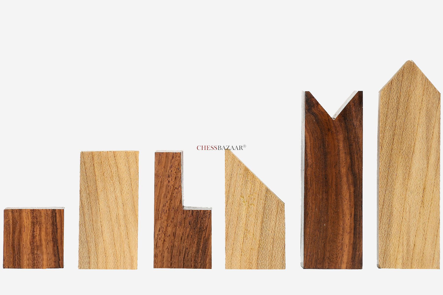 Combo of Geometric Minimalist Pattern Seamless Design Chess Pieces in  Sheesham & Box Wood - 3.4 King