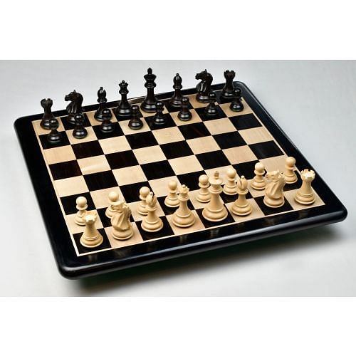 Fierce Knight Chess Pieces in Ebonized/Boxwood With Board & Box- 3.5" King