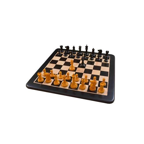 1972 Reproduced Fischer-Spassky Chess Set V2.0 in Ebonized/Antiqued Boxwood with Board