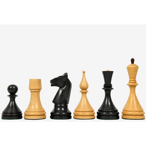 Reproduced 1961 Soviet Championship Baku Chess Pieces in Ebonized / Box wood - 4.05 King