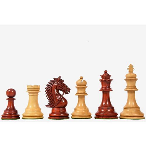 The CB Bridle Series Luxury Heavy Weighted Chess Pieces in Bud Rosewood / Boxwood - 4.2" King