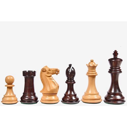 The Honour of Staunton (HOS) Series Weighted Chess Pieces in Rosewood & Natural Boxwood - 4.0" King