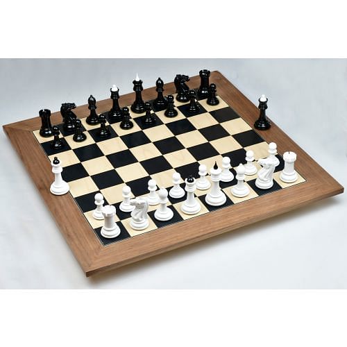Repro 1940 Soviet Club Chess Set in Ebony/Ivory White - 4.0" King with Board & Box 