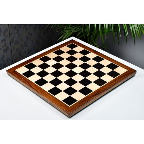 Solid Wooden Indian Chess Board in Genuine Ebony Wood & Maple Wood with Sheesham Wood Border 19" - 50 mm Square