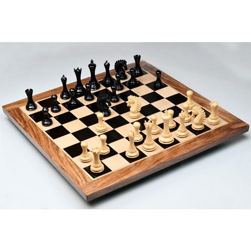 The Empire II Luxury Series Chess pieces in Ebony/Boxwood with Board & Box- 4.4" King