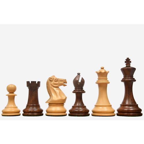 The Professional Series Tournament Staunton Weighted Chess Pieces in Sheesham and Boxwood - 3.8" King