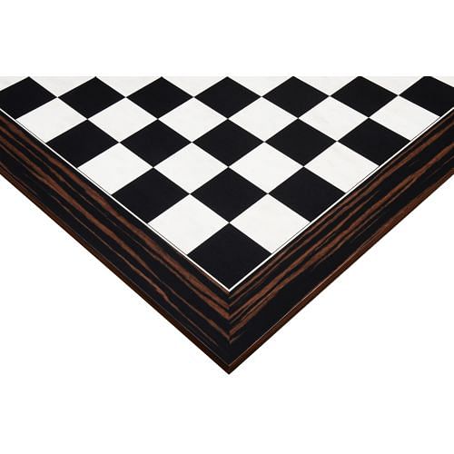 Wooden Deluxe Black Dyed Poplar & White Erable with Matte Finish Chess Board 24" - 60 mm