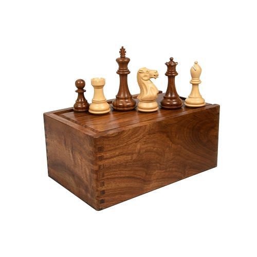 Desert Gold Series Chess Pieces in Sheesham / Boxwood - 4.0" King with Box