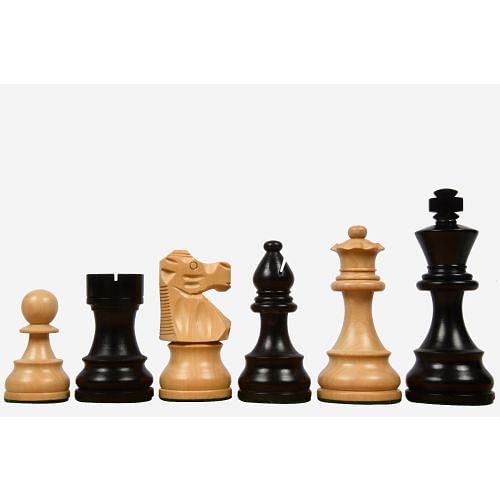 Reproduced French Lardy Exclusive Wooden Chess Pieces in Ebonized Boxwood & Natural Boxwood - 3.75" Extra Queen