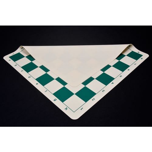 Silicone Unique Flexible Roll-up Chess Board with Algebraic Notation in Dark Green & Off-White Color 20" - 55 mm