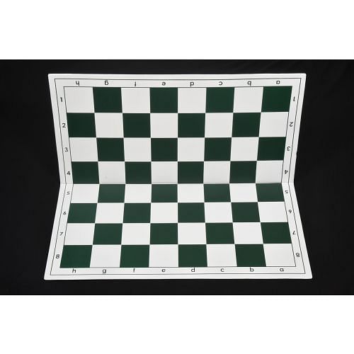 Folding Tournament PVC Chess Board with Algebraic Notation in Green & White Color 20" - 55 mm