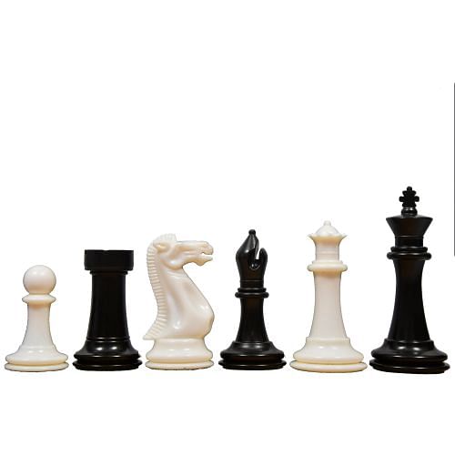 Solid Plastic Chess Pieces in Black Dyed & Ivory White 4.1