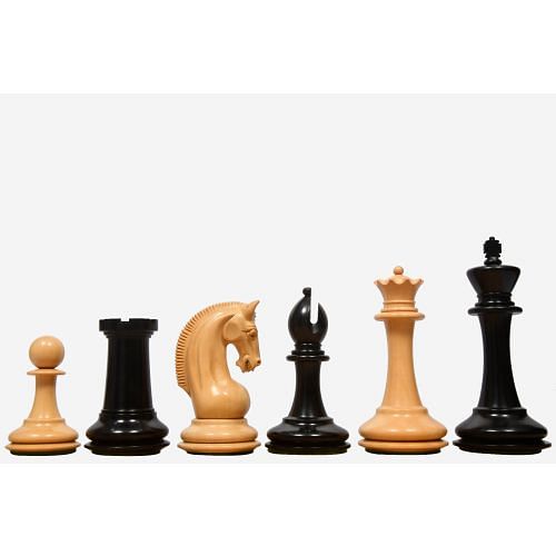 The CB Red Rum Luxury Staunton Series Chess Pieces in Ebony / Box Wood - 4.4" King