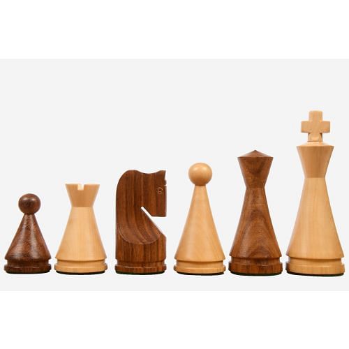 19th Century Classic Series Weighted Cone Shaped Chess Pieces in Sheesham & Box Wood - 4.09" King