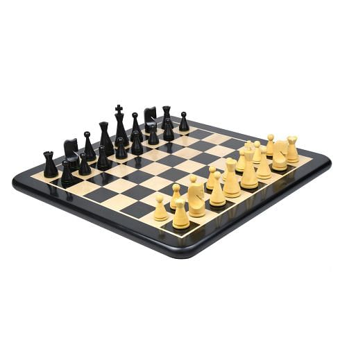 Combo of Reproduced 90s French Chavet Championship Tournament Chess Pieces  V2.0 in Ebonized / Box Wood 