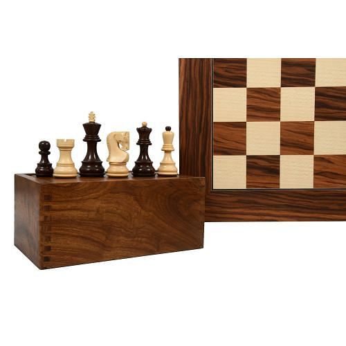 Old 1959 Russian Zagreb Chess Pieces in Rosewood / Boxwood - 3.8" King with Board & Box