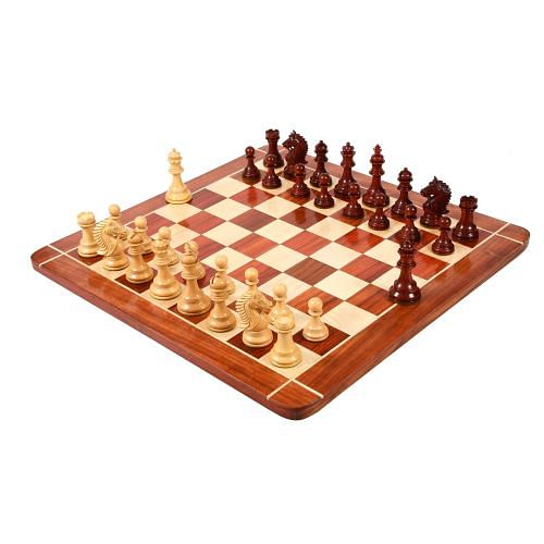 Combo of 2016 Bridle Series Luxury Chess Pieces with Wooden Board in Bud Rose / Box Wood - 4.2" King