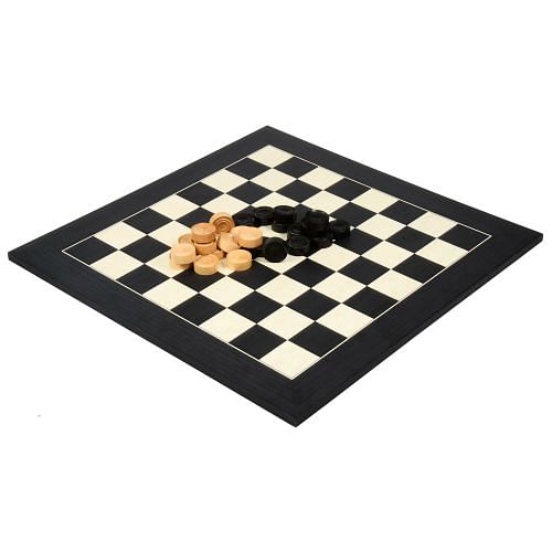 Wooden Checkers / Draught Set in Stained Dyed Boxwood & Natural Box wood - 35mm
