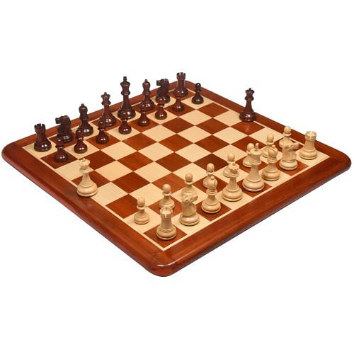 1972 Repro Fischer-Spassky Pattern Chess Pieces V2.0 in Rosewood / Boxwood - 3.75" King with Board