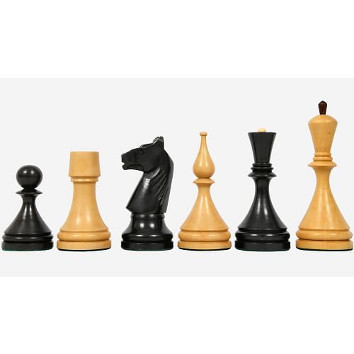 Reproduced 1961 Soviet Championship Baku Chess Pieces in Ebonized / Box wood - 4.05 King
