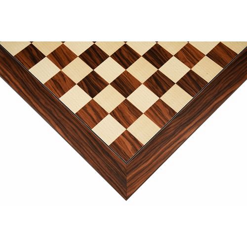 Wooden Deluxe Santos Palisander pr & Sycamore with Matte Finish Chess Board 22" - 55 mm