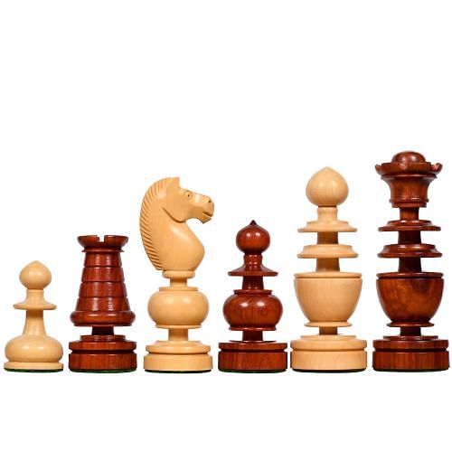 Reproduced Antique Series French Regency Chess Pieces in Bud Rosewood & Boxwood - 4.2" King