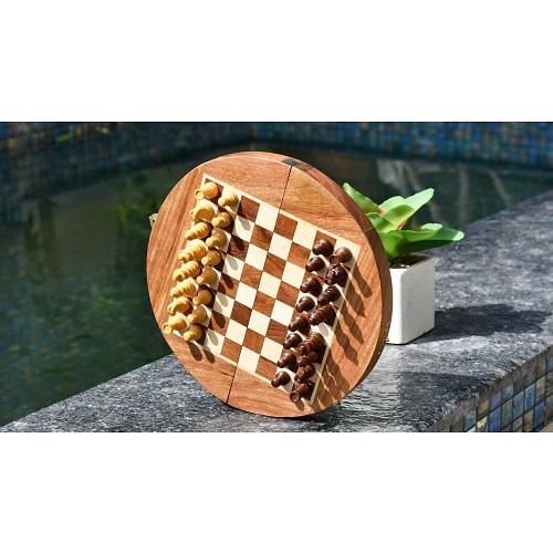 Travel Series Wooden Folding Magnetic Chess Set In Sheesham Wood 9 Inch Board