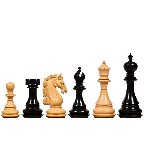 The Shera Series Staunton Triple Weighted Chess Pieces V2.0 in Ebony / Box Wood - 4.5" King 