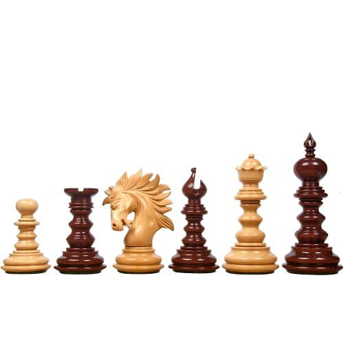 Special Edition St. Petersburg Luxury Artisan Series Chess Pieces in Bud Rose / Box Wood (lacquered) - 4.2" King with Storage Box