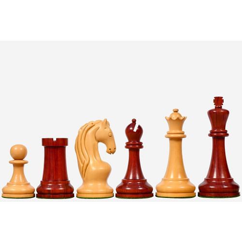 Reproduced 1963-1966 Piatigorsky Cup Chess Pieces in Bud Rose / Box Wood - 4.2" King