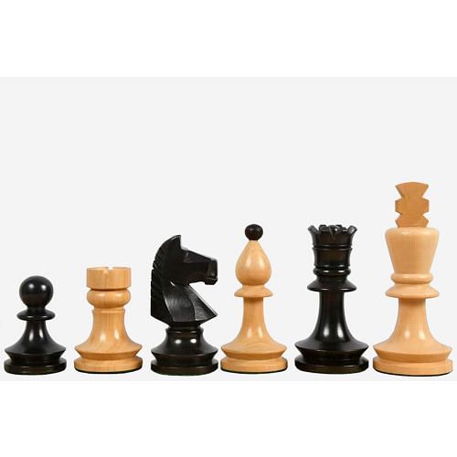 Reproduced Romanian-Hungarian National Tournament Chess Pieces in Ebonized & Natural Boxwood - 3.8" King