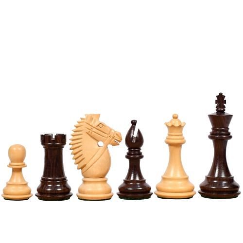 The Bridle Knight Series Wooden Chess Pieces in Indian Rosewood & Box Wood - 4.1" King 