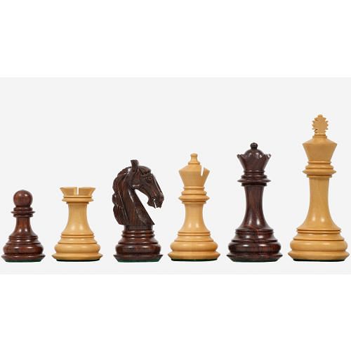 The New Columbian Staunton Series Chess Pieces in Rose Wood & Boxwood - 3.8" King