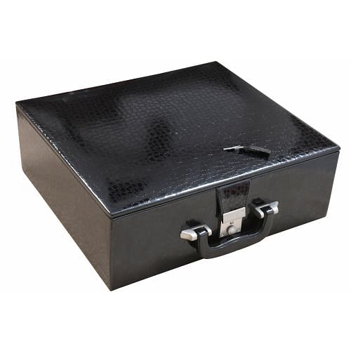 Leatherette Chess Set Coffer Storage Box with Hi-Gloss Crocodile Pattern Finish for 4.2" - 4.7" Pieces