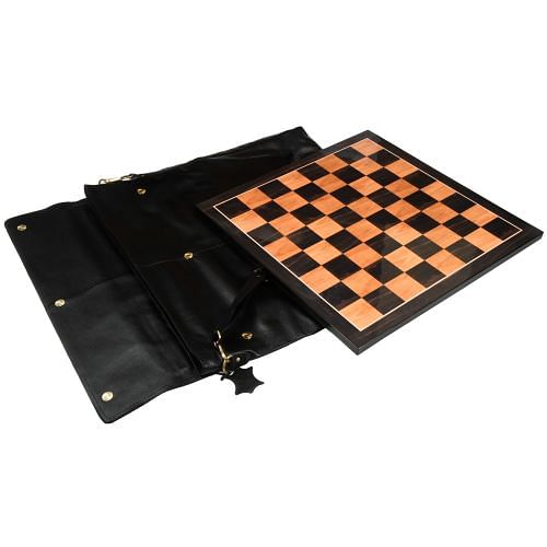 CB Genuine Black Leather Sling Bag for Wooden Chess Board Fits upto 21" or 54 cm Square Chessboards