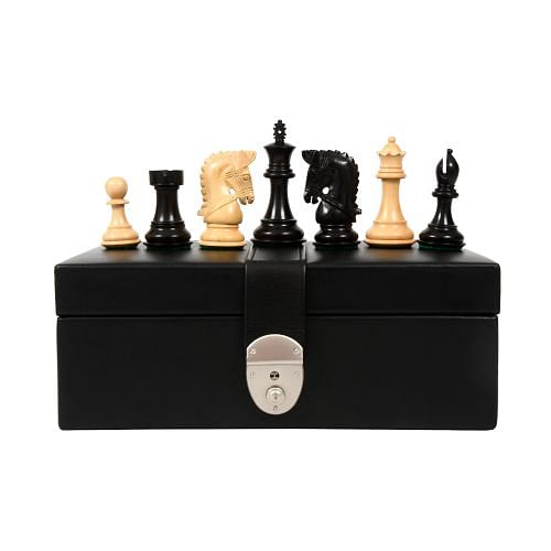The Bridle Series Chess Pieces in Ebony / Boxwood - 3.58" King with Box