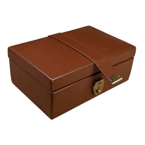 Genuine Leather Brown Color Storage Box for 3" - 4"  Chess Set