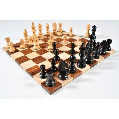 Tournament Wood German Knight Chess Set, Folding Chess Board & Pouch -3"King