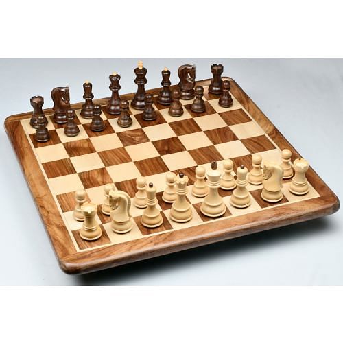 1959 Russian Zagreb Chess Pieces in Sheesham wood/Boxwood with Board & Box - 3.8" King