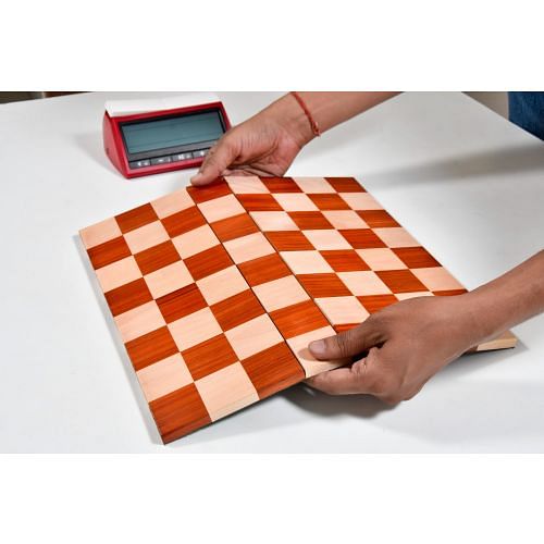 Folding Wooden Chess Board in Bud Rose Solid Wood (Padauk) & Maple Wood 12.8" - 40 mm Square