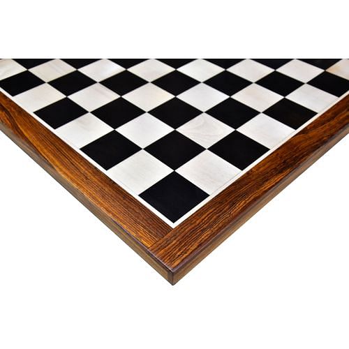 Solid Wooden Indian Chess Board in Genuine Ebony Wood & Maple Wood with Sheesham Wood Border 19" - 50 mm Square