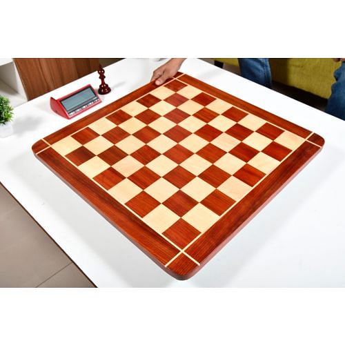 Wooden Chess Board Rounded Edge Blood Red Bud Rose Wood 23" - 60 mm