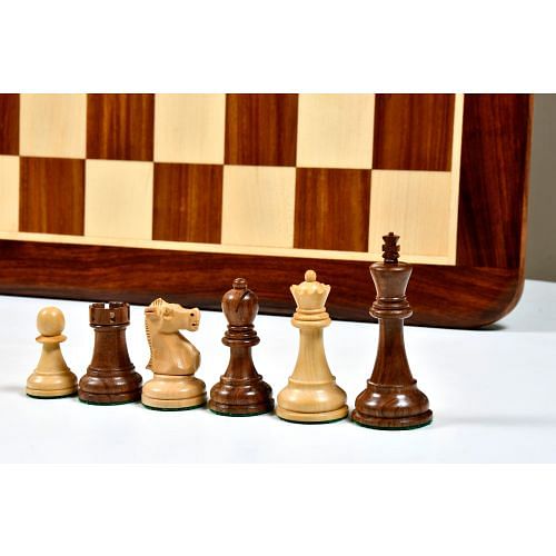 1972 Repro Fischer-Spassky Pattern Chess Set V2.0 & Board in Sheesham/Boxwood - 3.75" King