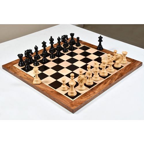 Luxury Chess Set with Wooden Board in Ebony and Box Wood