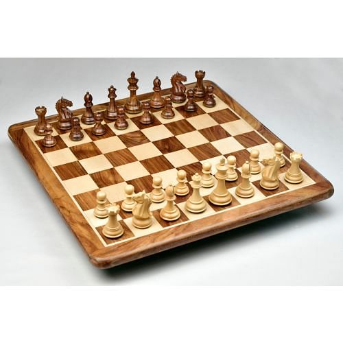 Fierce Knight Chess Pieces in Sheesham & Boxwood With Board & Box - 3.5" King