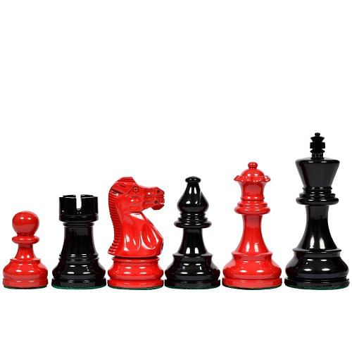 The Smokey Staunton Series Chess Pieces in Painted Box Wood - 3.8" King