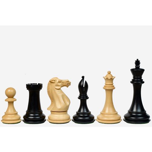 The Dominator Weighted Staunton Chess Pieces in Ebony / Box Wood - 4.0" King