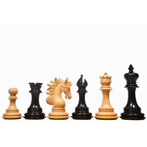 The Arabian Knight Series Artisan Staunton Chess Pieces in Ebony & Box Wood - 4.2" King