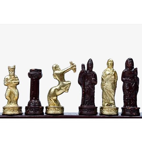 Solid Brass Chess Pieces With Collectible Premium Chess Board in Shiny Brown & Gold Color